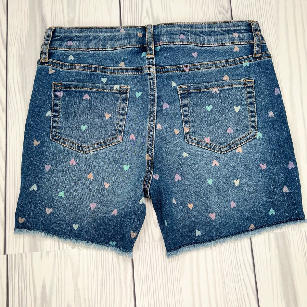 Girls' Heart Printed Jean Shorts - Cat & Jack™ Medium Wash - Picture 5 of 10